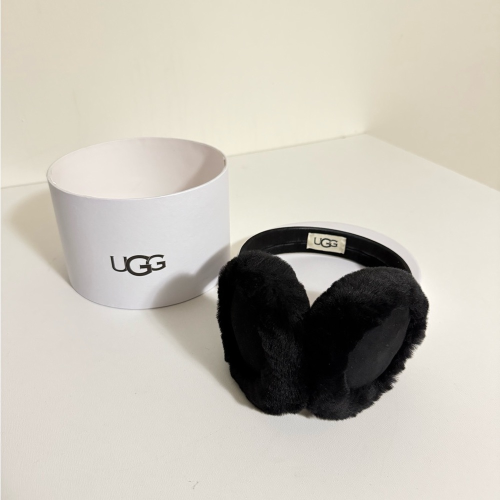 UGG Classic Black Furry Earmuffs